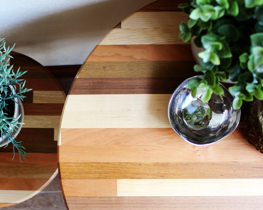 Mixed Wood End/Side Table Or Night Stand - Classic Geometric Modern Mid Century Hardwood Boho Furniture Eames Style Design