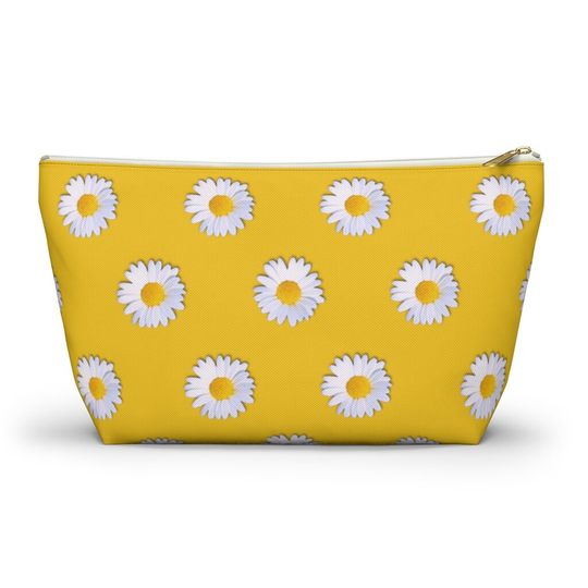 Yellow Daisy Pouch, Cosmetic Bag, Pencil Case