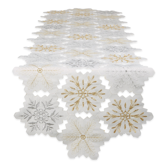 Embroidered Snowflakes Table Runner 14x108 - Table Runner, 14x108"