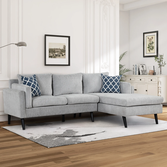 Nestfair Upholstered L-Shape Sofa with Chaise and 2 Pillows
