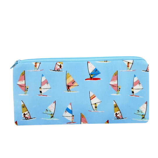 Zippered Pencil Pouch, Windsurfers, Ocean Water Sport Bag