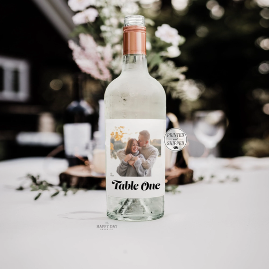 Glossy Wedding Table Number Wine Labels With Photo Full Or Champagne Label Numbers Personalized