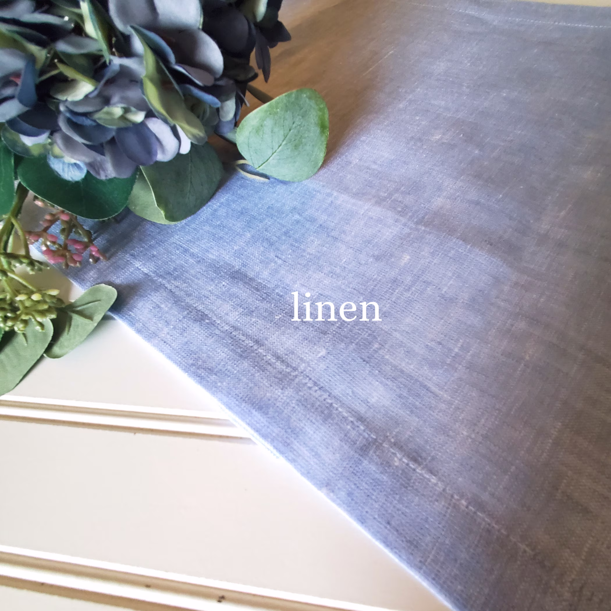 Easter Linen Table Runner~ Spring Blue French Country Table~ Cottage Runner
