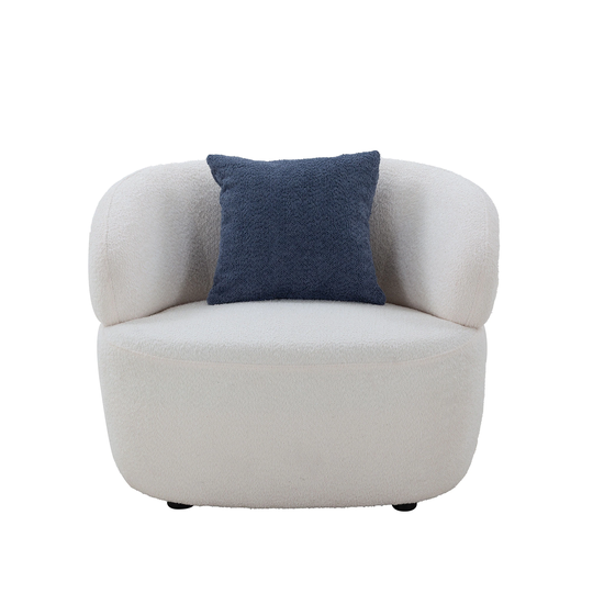 Modern Thickened Padded Seat Curved Sofa Living Room Single Cloud Couch, Comfortable Boucle Sofa Bedroom Fabric Couch