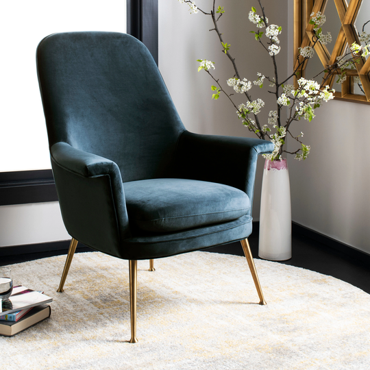 SAFAVIEH Couture Aimee Navy Velvet Arm Chair - 33.5"x31.7"x40.9"