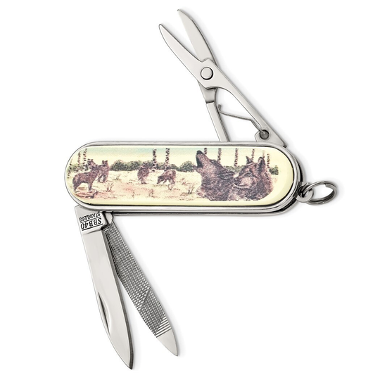 Curata Barlow Designs Color Wolf Portrait Multifunction Pocket Knife