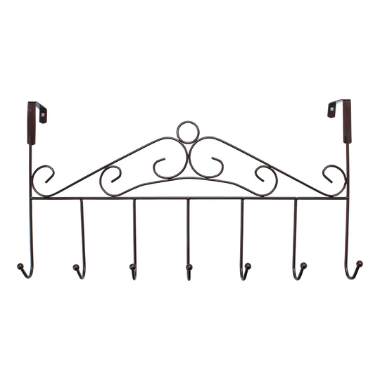 Dorm Door Metal Towel Hat Bag Clothes Pants Hanging Hanger Hook Rack - Coffee Color - 16.7" x 4.1" x 9.1"(L*W*H)