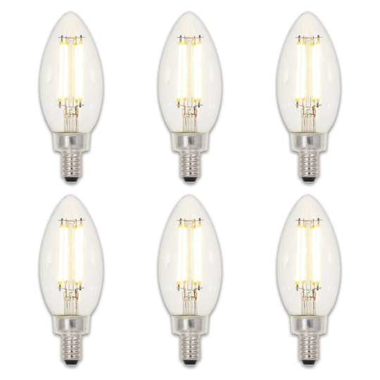 Westinghouse Lighting 4.5 Watt (60 Watt Equivalent) Clear B11 Dimmable Filament LED Light Bulb, Candelabra Base, 6 Pack - 6-Pack