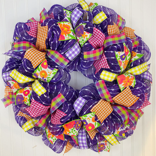 Summer Wreath, Colorful Summer Mesh Wreath For Front Door, Door