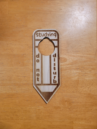 studying Do Not Disturb Pencil Shaped Engraved Wooden Door Hanger