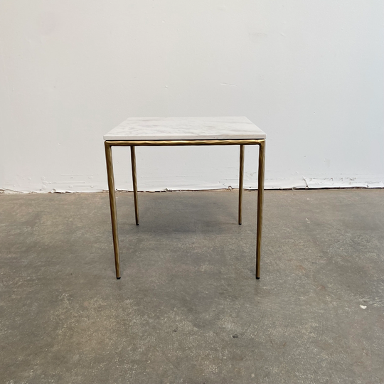 Modern Brass Finish Side Table With Marble Top