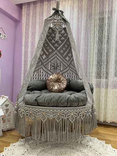 Macrame Chair, Round Swing, Special Design Macrame Swing, Swing Handmade Set