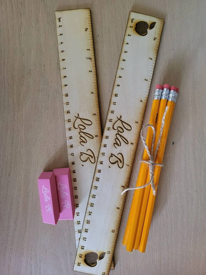 Back To School Custom Personalized Bundle Rulers Pencils Erasers For Students, Teachers, Teachers Aids