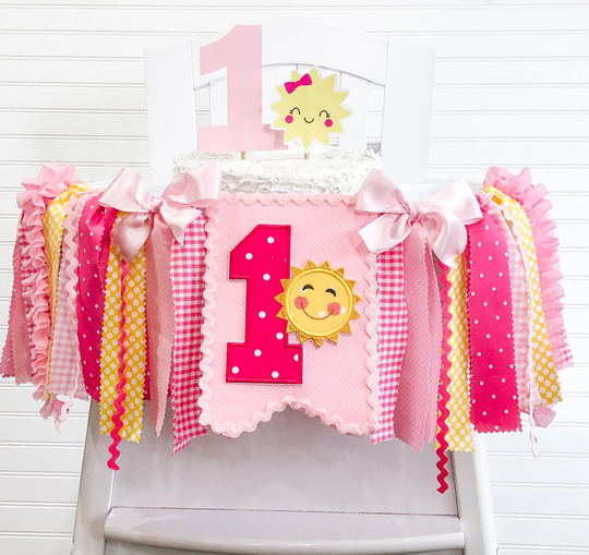 Sun Sunshine 1st Birthday High Chair Banner, Can Do Custom Themes, Cake Smash, Wall Banner