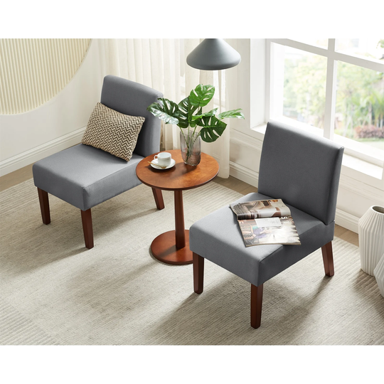 Fabric Accent Chair Set of 2 with Round Wood Table - 18.70" x 25.98" x 32.28"