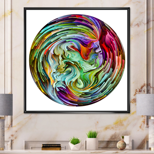 Designart 'Circle Colorful Liquid Color VI' Modern Framed Canvas artwork