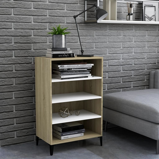 Sideboard White and Sonoma Oak 22.4"x13.8"x35.4" Chipboard