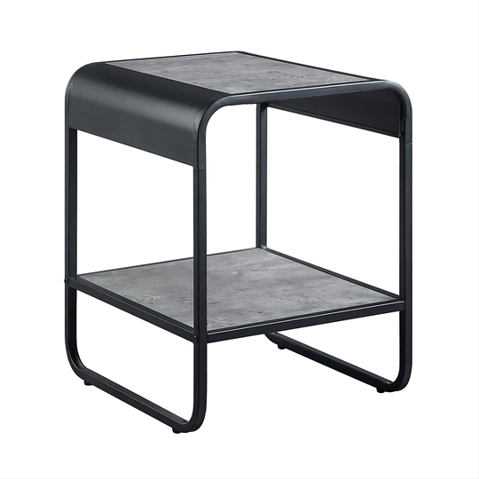 End Table Side Table with Storage Shelf, Nightstand Bedroom Decor Gray