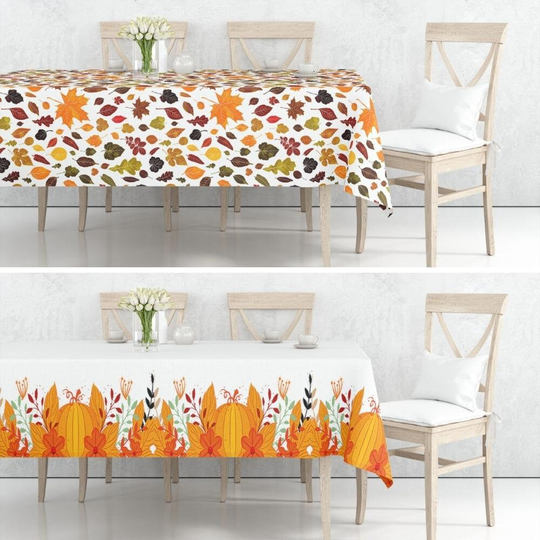 Harvest Themed Table Sheets, Pumpkin Tablecloth, Dried Leaves Cover, Cucurbita Moschata Tableware, Autumn Top, Fall Home Decor