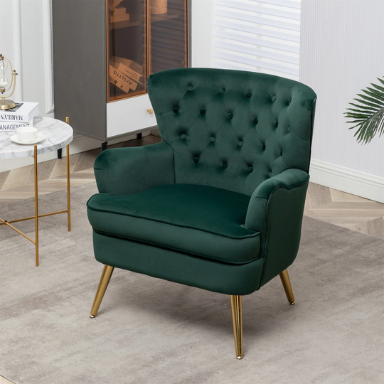 Modern Button Tufted Accent Chairs Velvet Side Sitting Chair - 29"Wx22"Dx34"H