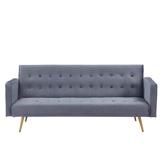 Multifunctional Convertible Folding Sofa Bed with Tufted Back&Seat and Durable Conical Legs, Grey