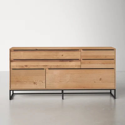 Rosa 72.5'' Wide 4 Drawer Oak Solid Wood Sideboard
