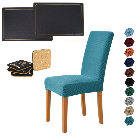 Dining Room Chair Slipcovers Faux Leather Placemats & Cork Felt Coasters Combo Parsons Slipcover Removable Kitchen Covers