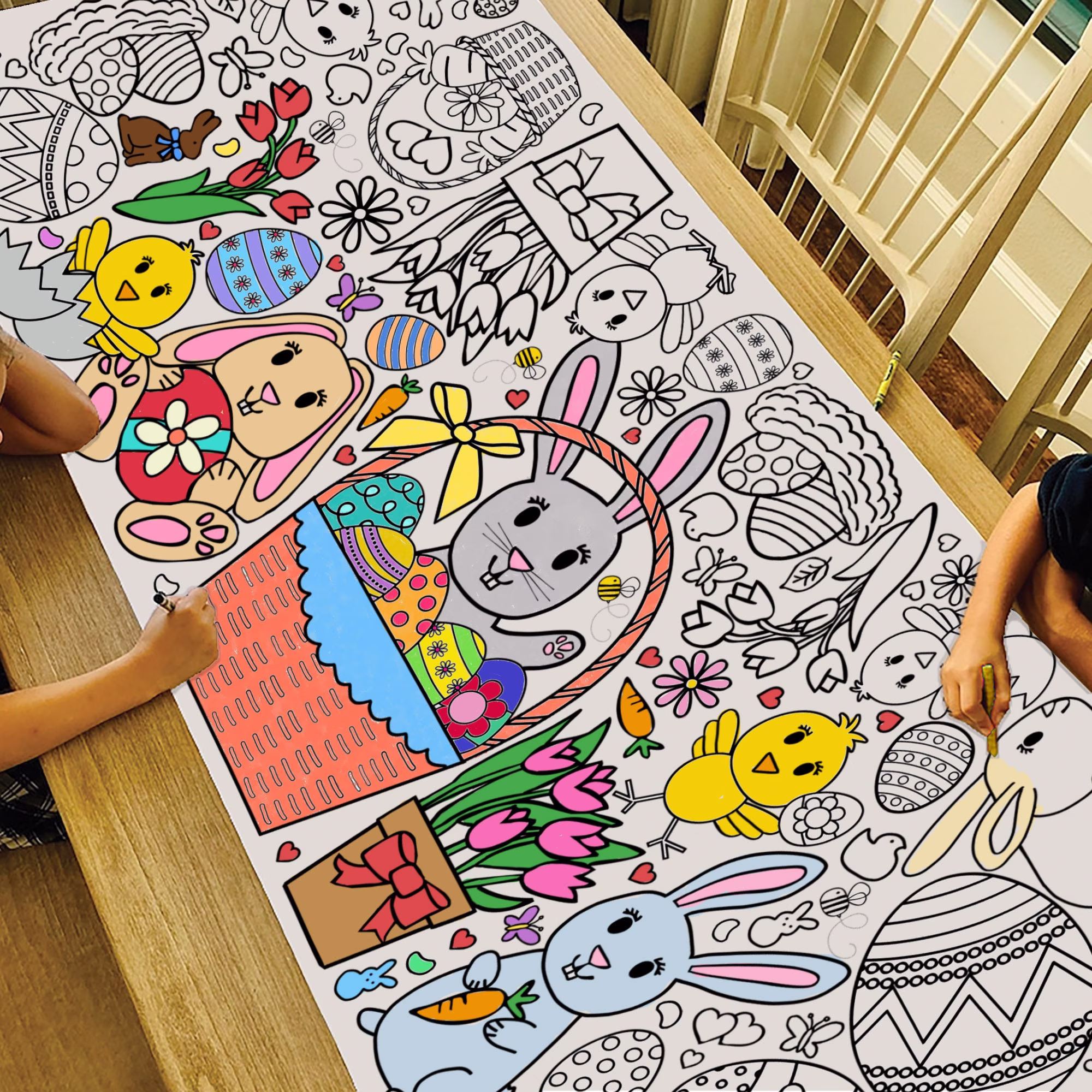 Giant Easter Coloring Poster Or Table Cover | Paper Tablecloth Craft 30" X 72" Inches