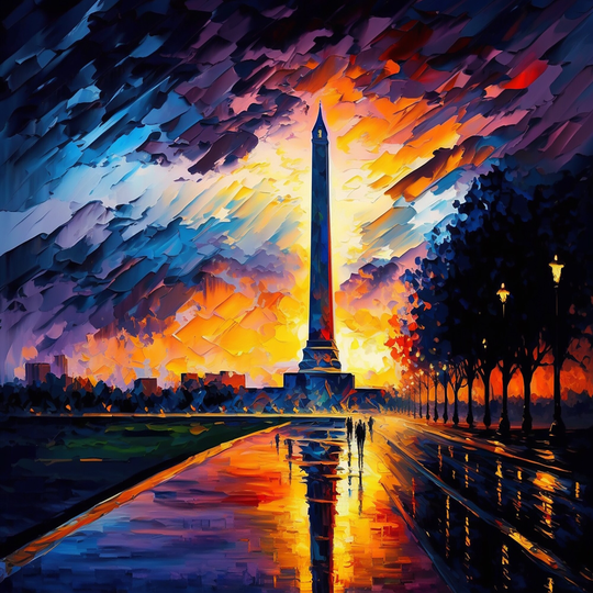 Designart 'Colorful Washington Monument' Cityscapes Framed Canvas Art Print