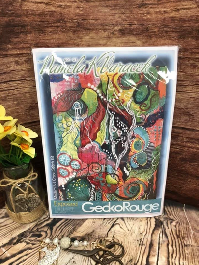 Exposed By Pamela Varacek - Abstract Cross Stitch. Modern Stitch Art Kit 25 Count 2x1
