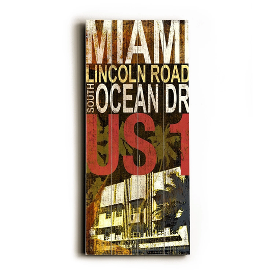 Miami South beach - Planked Wood Wall Decor by Cory Steffen - Multi-Color
