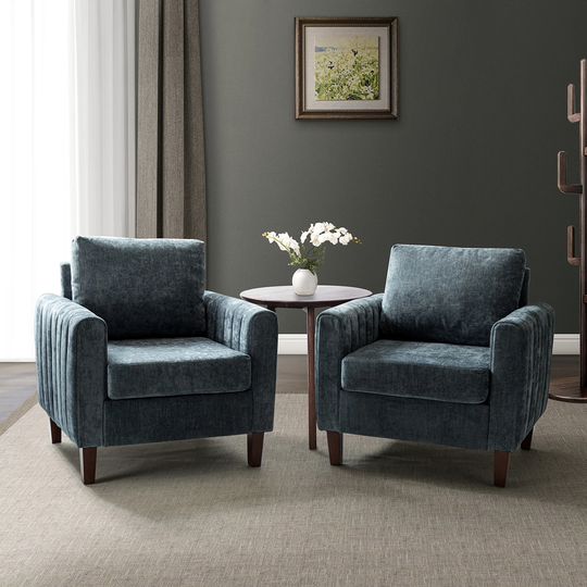 Hylonome Comfy Accent Club Chair with Wood Base Set of 2