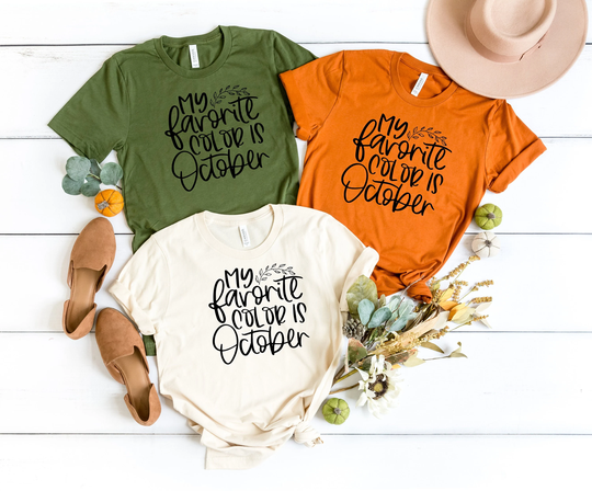 My Favorite Color Is October Shirt, Thankgiving Shirt, Cute Fall Shirt, Autumn Shirt, Thanksgiving Day T-Shirt, Pumpkin Shirt, Funny Shirts