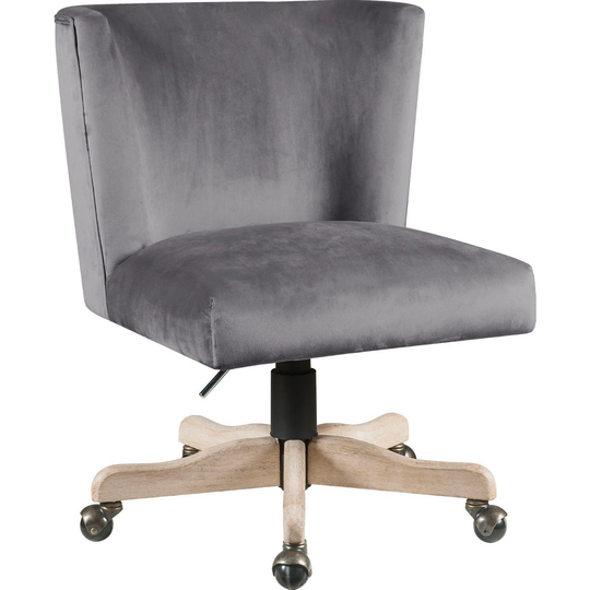 Swivel Office Chair with Fabric Upholstery and Wooden Star base, Gray