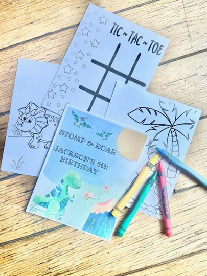 Dinosaur Coloring Kit Favors With Personalized Pages/ Party /Dinosaur Birthday/Favor