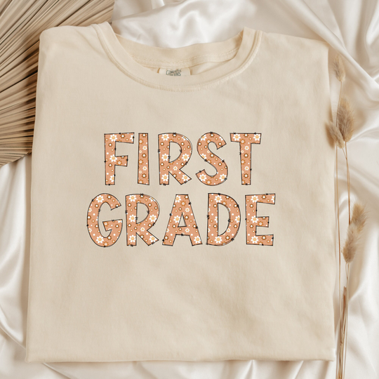 First Grade Comfort Colors Shirt, Team Tee, Oversized Women's Retro Teacher Gift For Teacher, Back To School