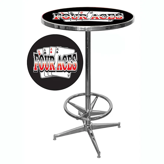 Four Aces Chrome Pub Table with 42-inch Base and 28-inch Diameter