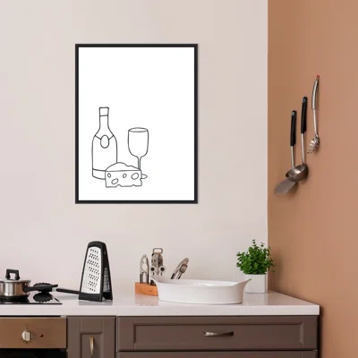 Simply Wine and Cheese by Amanti Art Portfolio - Picture Frame Drawing Print on Canvas