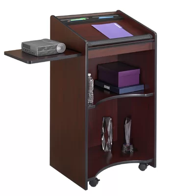 Safco® Executive Mobile Lectern 25.25" Full Podium with 4 Wheels