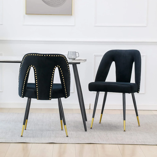 Velvet Dining Chairs Set of 2, Accent Chairs Upholstered Diner Chairs Side Chair Stylish Kitchen Chairs with Padded Seat