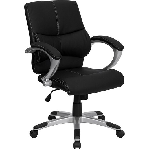 Offex Mid-Back Black Leather Contemporary Manager's Office Chair [OF-H-9637L-2-MID-GG]