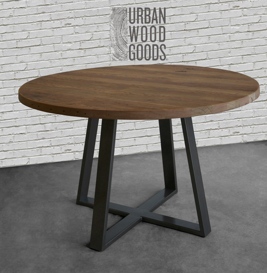 Round Farmhouse Table-Dining Table in Reclaimed Wood & Steel Legs Your Choice Of Color, Size Finish
