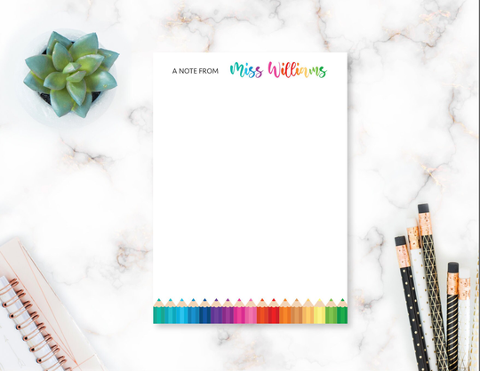 Teacher Personalized Notepad, Custom Handmade Stationery, Writing Pad, Gift For Her, Pencils, Teacher's Note, N103