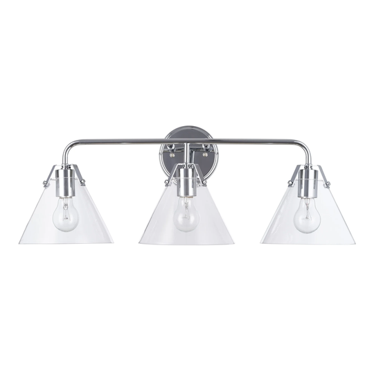 Catalina Lighting 27" Modern Chrome 3-Light Drum-Shade Vanity Light - Exact Size