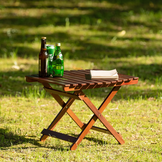 Folding Table Mini Side Table Snack Wood Table for Patio Backyard Pool