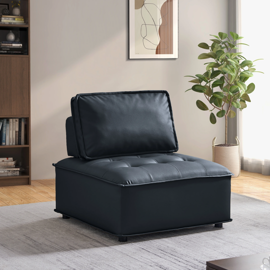 Modern Lounge Chairs Single Sofa Chair, Leather Upholstered Backrest and Seat Cushion