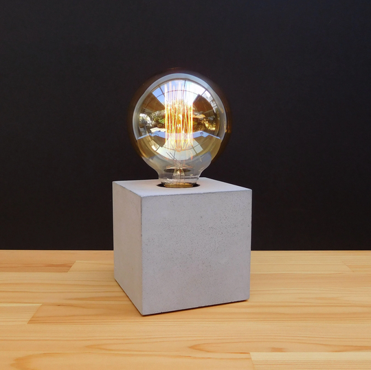 Concrete Table Lamp Base, Modern Edison Nightstand Cube Lamp, Decorative Bed Gifts For Home, Mens Home Office, Valentines Day Gift