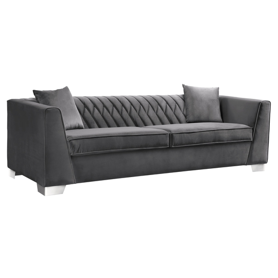 Armen Living Cambridge Velvet Sofa in Stainless Steel
