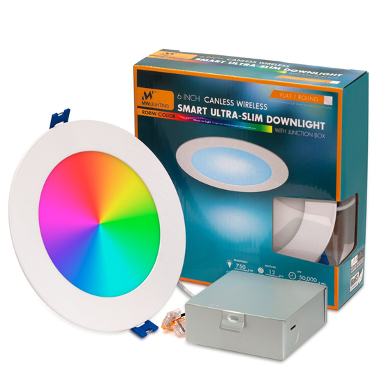 MW Lighting 6 Inch LED Canless Ultra-Slim Smart RGBW Recessed Light, 750 Lumens