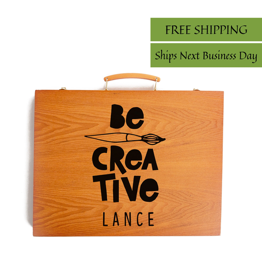 Customized Wooden Art Box With Supplies - Personalized Birthday & Christmas Gift For Kids Artist Gifts, Boys Girls